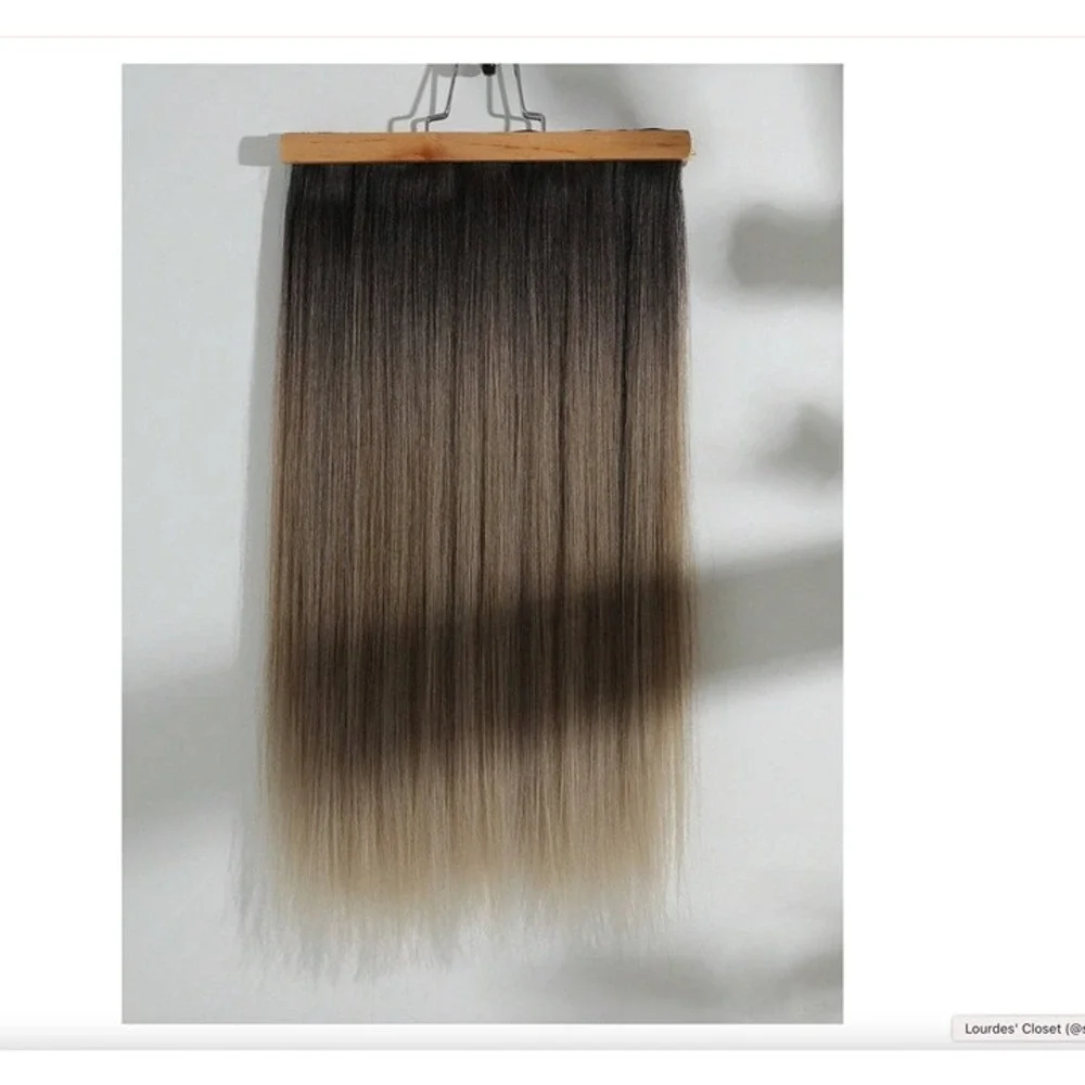 Ombre Brown & Blonde Straight hair Clip in Long Hair Extensions 22 in Set